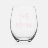Bride Bridesmaid Pink Wedding Weinglas Ohne Stiel (Rückseite)