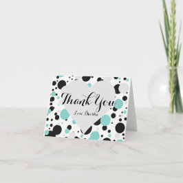 BRIDE & Bridesmaid Silver & Aquamarin Blue Polka D Dankeskarte