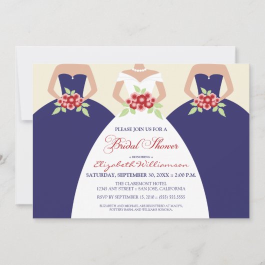 Bride & Bridesmaids Brautparty Invite (Marine) Einladung (Vorderseite)