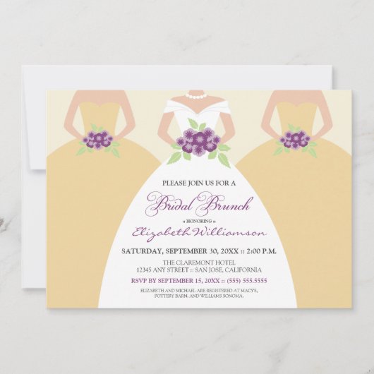 Bride & Bridesmaids Bridal Brunch Invite (gelb) Einladung (Vorderseite)