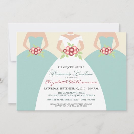 Bride & Bridesmaids Bridal Luncheon (direkt am Mee Einladung (Vorderseite)