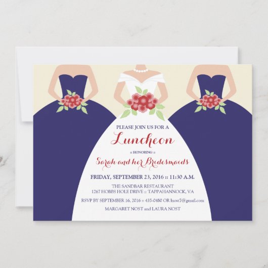 Bride & Bridesmaids Bridal Luncheon Invite (Marine Einladung (Vorderseite)