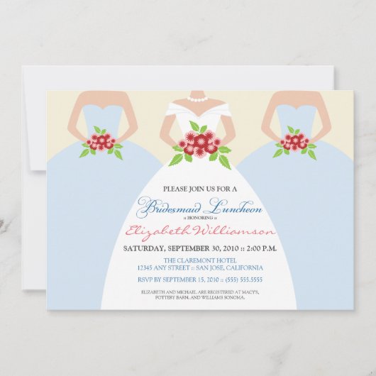 Bride & Bridesmaids Bridal Luncheon Invite (Nebel) Einladung (Vorderseite)