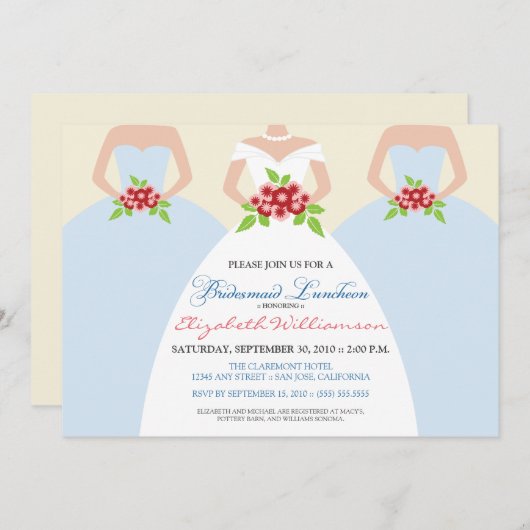 Bride & Bridesmaids Bridal Luncheon Invite (Nebel) Einladung (Vorne/Hinten)