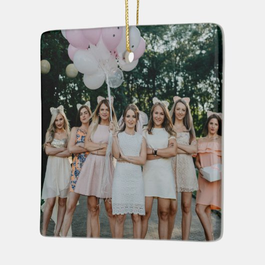 Bride & Bridesmaids Foto Wedding Day Keepake Keramikornament (Links)