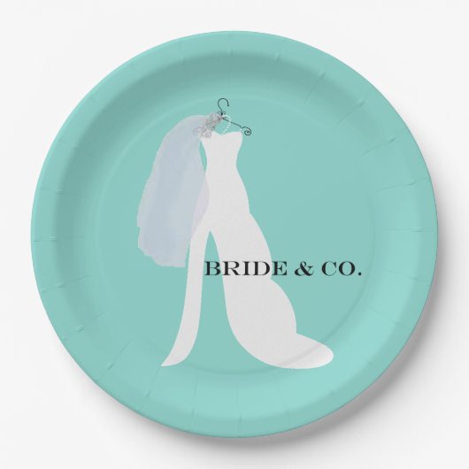 BRIDE & Bridesmaids Hier kommt das Party der Braut Pappteller (Vorderseite)
