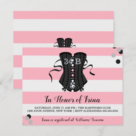 BRIDE & Bridesmaids Ohh Lala Lingerie Dusche Party Einladung (Vorne/Hinten)