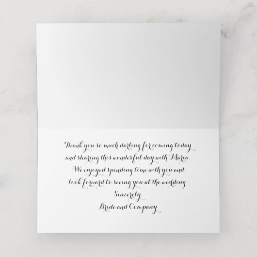 Bride & Bridesmaids Persönliche Danksagungen Party Platzkarte (Innenseite Aufgefaltet)