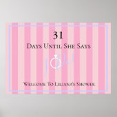 BRIDE & Bridesmaids Pink Bridal Wedding Countdown Poster (Vorne)