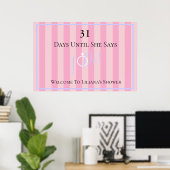 BRIDE & Bridesmaids Pink Bridal Wedding Countdown Poster (Heimbüro)
