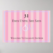 BRIDE & Bridesmaids Pink Bridal Wedding Countdown Poster (Vorne)