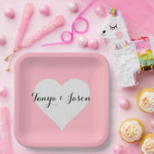 BRIDE & Bridesmaier Silver Heart Pink Brautparty Pappteller (Party)