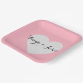 BRIDE & Bridesmaier Silver Heart Pink Brautparty Pappteller (Gewinkelt)