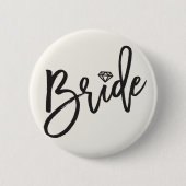 Bride Brushed Script Diamond Wedding Brautparty Button (Vorderseite)