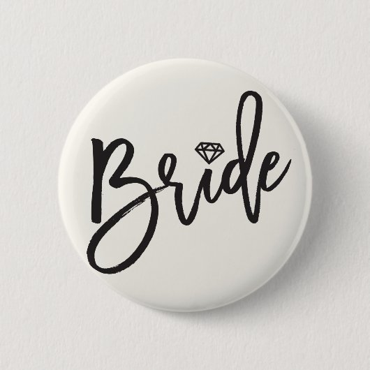 Bride Brushed Script Diamond Wedding Brautparty Button (Vorderseite)