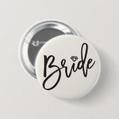 Bride Brushed Script Diamond Wedding Brautparty Button (Vorne & Hinten)