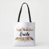 Bride Burgundy Blumentext Hochzeit im Herbst Tote Tasche (Vorderseite)