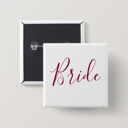 Bride Burgundy Schriftart Button (Vorne & Hinten)
