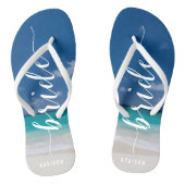 Bride Calligraphy Beach Wedding Party Flip Flops Badesandalen (Fußbett)
