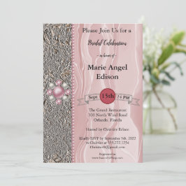 Bride Celebration Foil & Dusty Rose Seide, Perlen Einladung