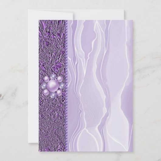 Bride Celebration Lila Foil & Silk mit Perlen I Einladung (Rückseite)