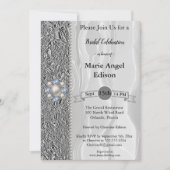 Bride Celebration Silver Foil, White Silk & Pearls Einladung (Vorderseite)