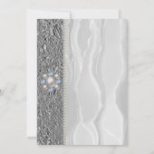 Bride Celebration Silver Foil, White Silk & Pearls Einladung (Rückseite)
