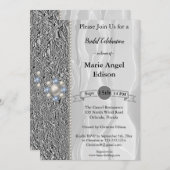 Bride Celebration Silver Foil, White Silk & Pearls Einladung (Vorne/Hinten)