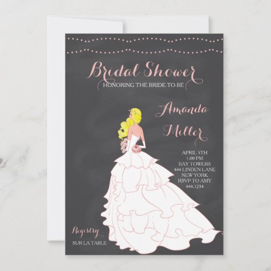 Bride Chalkboard Bridal Dusche Einladungen (Vorderseite)