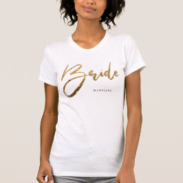Bride Chic Gold Glitzer Personalisiert T-Shirt