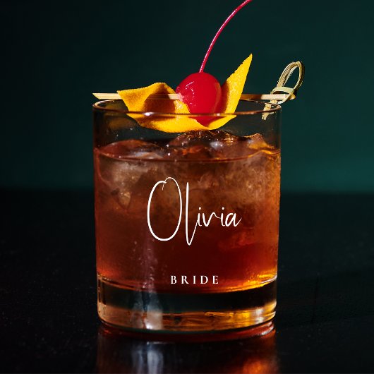 Bride Chic Script Monogram Wedding Whiskyglas