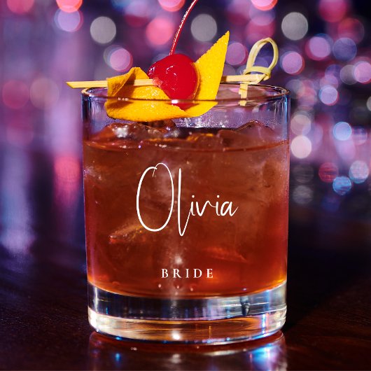 Bride Chic Script Monogram Wedding Whiskyglas