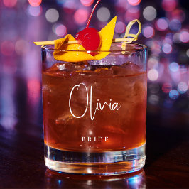 Bride Chic Script Monogram Wedding Whiskyglas
