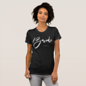 Bride Chic Typografie Personalisiert Black T-Shirt (Vorne ganz)