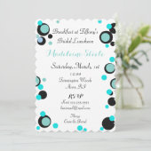BRIDE & CO Aquamarin Blue Black Polka Dot Party Du Einladung (Stehend Vorderseite)