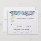 BRIDE CO Aquamarin Blue Bouquet Tradition Wedding RSVP Karte (Rückseite)