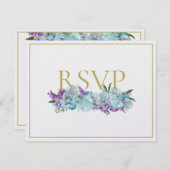 BRIDE CO Aquamarin Blue Bouquet Tradition Wedding RSVP Karte (Vorne/Hinten)