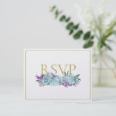 BRIDE CO Aquamarin Blue Bouquet Tradition Wedding RSVP Karte (Stehend Vorderseite)