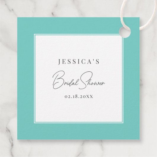 Bride & Co. Aquamarin Blue Bow Brautparty Danke Geschenkanhänger (Rückseite)