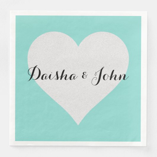 BRIDE & CO Aquamarin Blue Heart Party Dusche Serviette (Vorderseite)