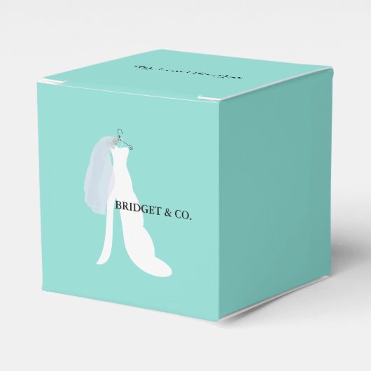 BRIDE & CO Aquamarin Blue Hier kommt das Bride-Par Geschenkschachtel (Vorderseite)