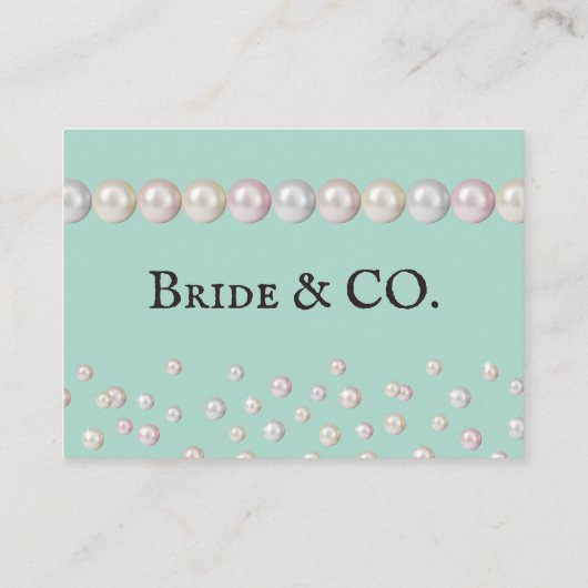 Bride Co Aquamarin Blue Pearl Brautparty Datum Nac Begleitkarte (Rückseite)