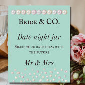 Bride Co Aquamarin Blue Pearl Brautparty Datum Nac Poster