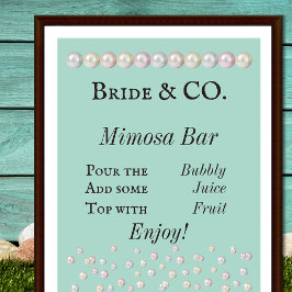 Bride & Co Aquamarin Blue Pearl Brautparty Mimosa Poster