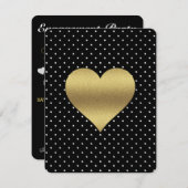 BRIDE & CO Black & Gold Heart & Polka Dot Party Einladung (Vorne/Hinten)