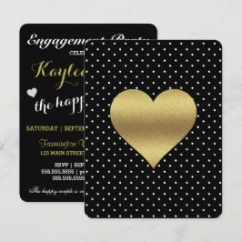 BRIDE & CO Black & Gold Heart & Polka Dot Party Einladung