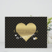 BRIDE CO Black & Gold Polka Dot Wedding Party Einladung (Stehend Vorderseite)