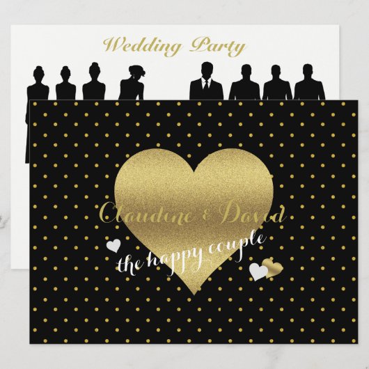 BRIDE CO Black & Gold Polka Dot Wedding Party Einladung (Vorne/Hinten)
