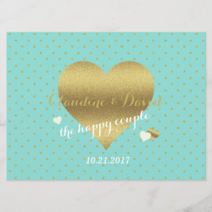Bride & Co Blue & Gold Polka Dot Hochzeitsfeier Programm
