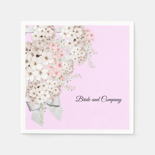 BRIDE CO Blume & Gitterdusche Rosa Party Serviette (Vorderseite)